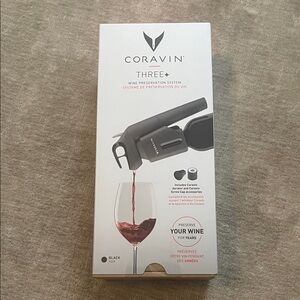 Coravin Three+ Wine Preservation System - Black. New. Never opened.